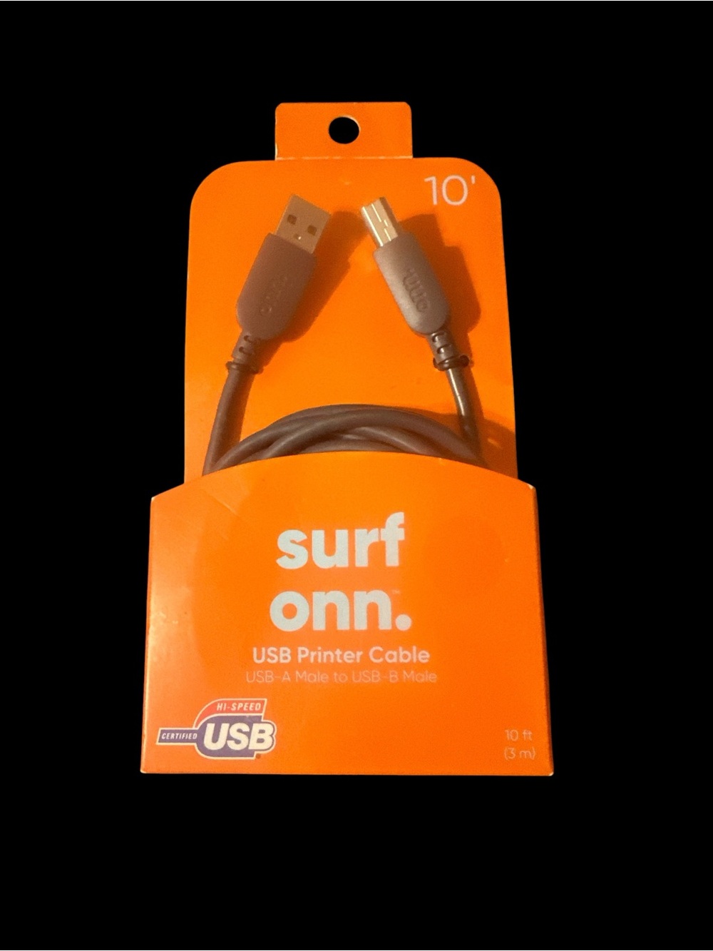 surf onn. 10' USB A to B Printer Cable - Black